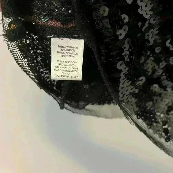 Loft Black Sequin Short Sleeve Top Size Small - Picture 4 of 5